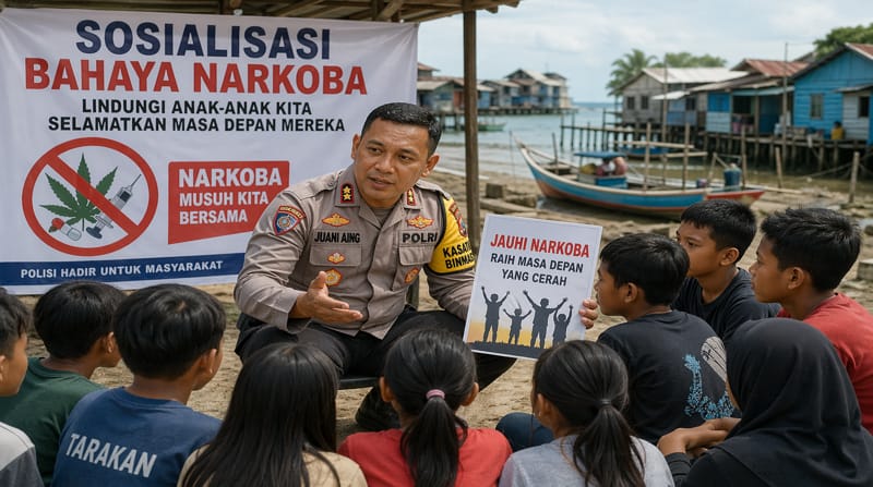 Upaya Iptu Juani Aing Bentengi Anak-anak Pesisir Tarakan dari Peredaran Narkoba