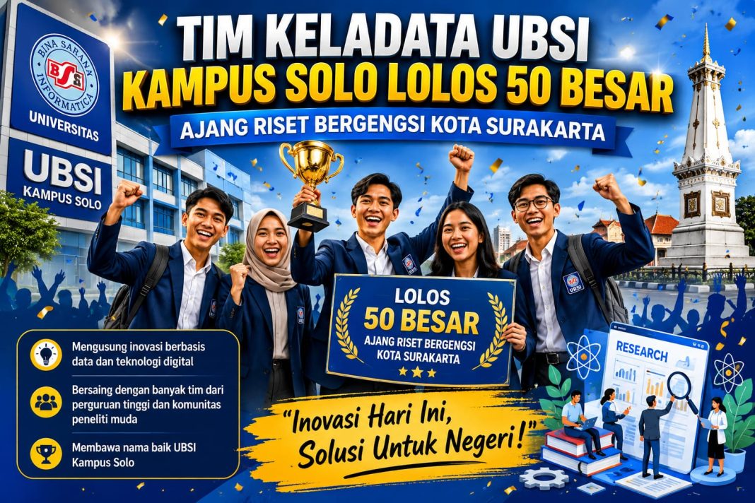 Tim KELADATA UBSI Solo Lolos 50 Besar Ajang Riset Bergensi Kota Surakarta