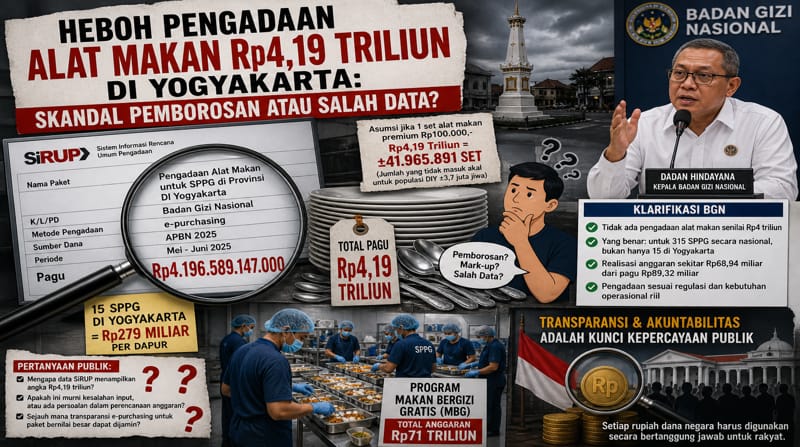 Heboh Pengadaan Alat Makan Rp4,19 Triliun di Yogyakarta: Skandal Pemborosan atau Salah Data?
