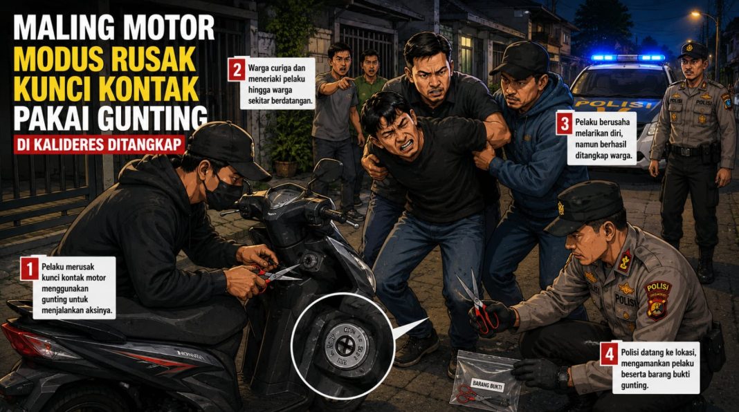 Maling Motor Modus Rusak Kunci Kontak Pakai Gunting di Kalideres Ditangkap
